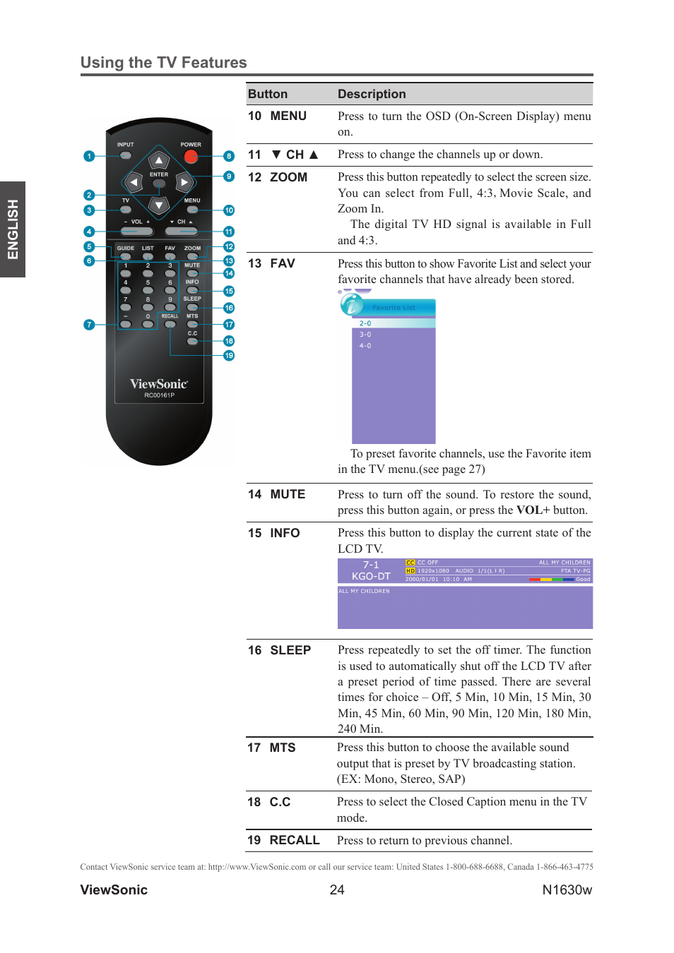 Using the tv features | VIEWSONIC VS12114-1M User Manual | Page 29 / 48
