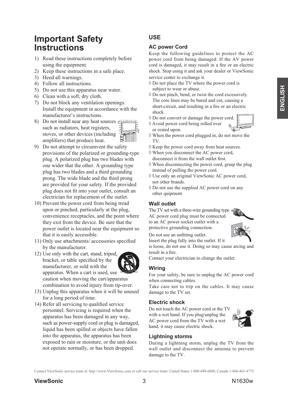 Important safety instructions | VIEWSONIC VS12114-1M User Manual | Page 8 / 48