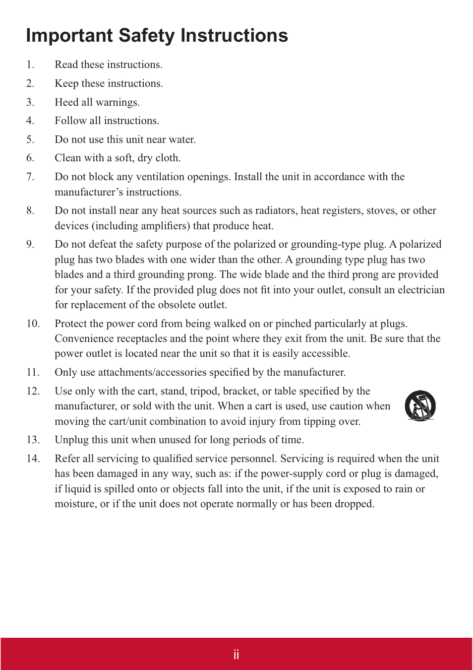 Important safety instructions | VIEWSONIC DLP PROJECTOR PJD7400 User Manual | Page 3 / 82