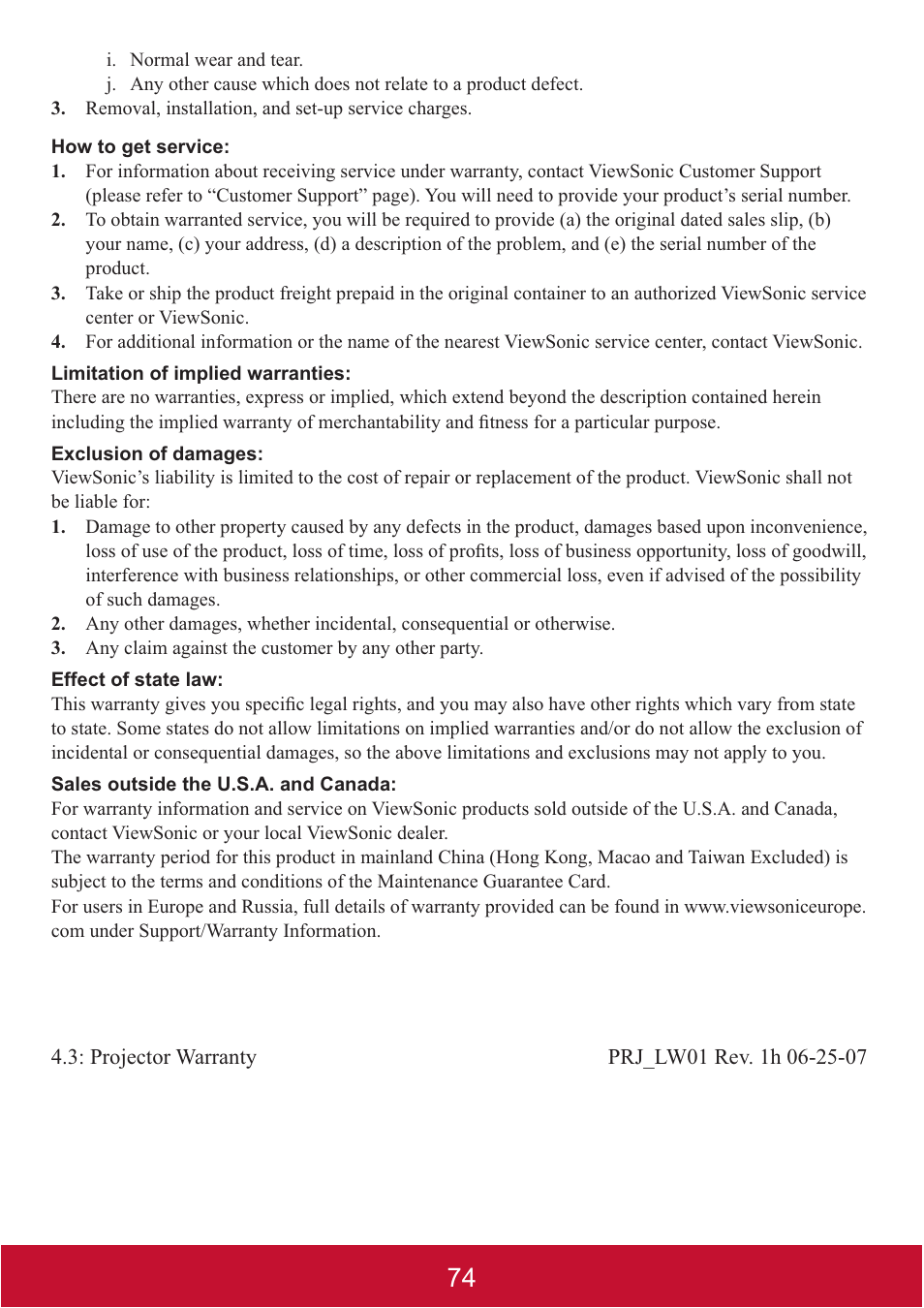 VIEWSONIC DLP PROJECTOR PJD7400 User Manual | Page 79 / 82