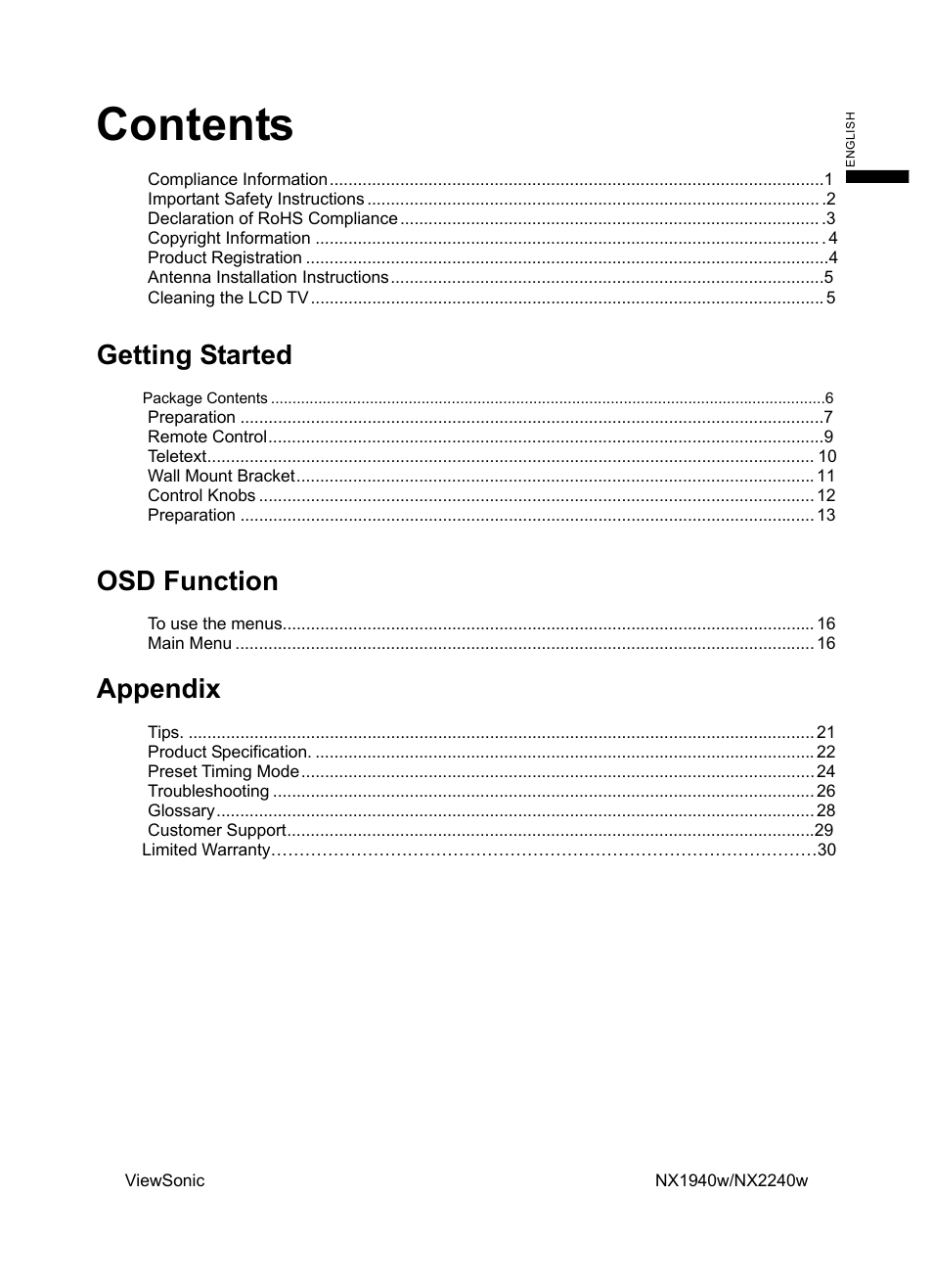 VIEWSONIC NX1940w User Manual | Page 2 / 33