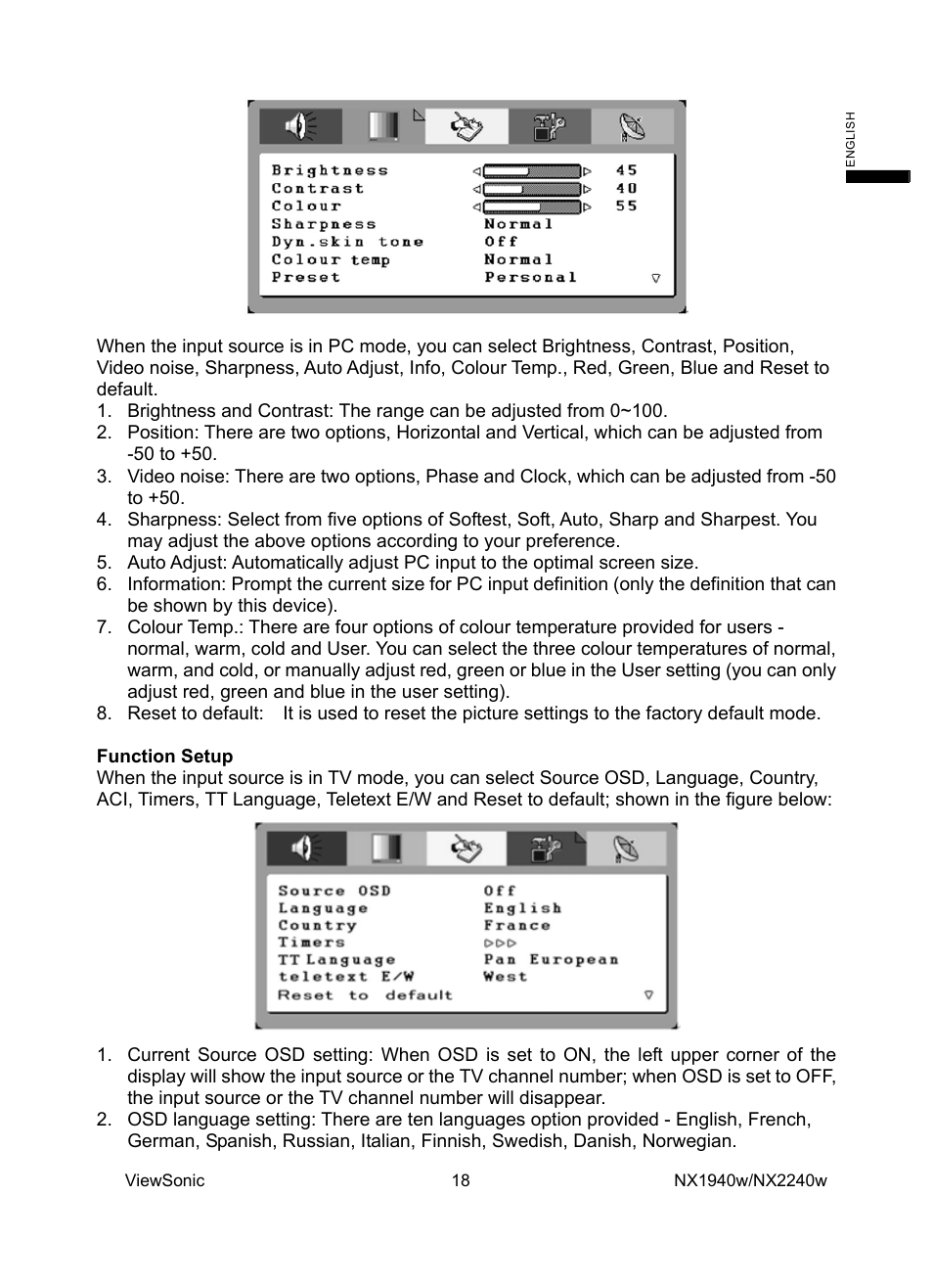 VIEWSONIC NX1940w User Manual | Page 20 / 33