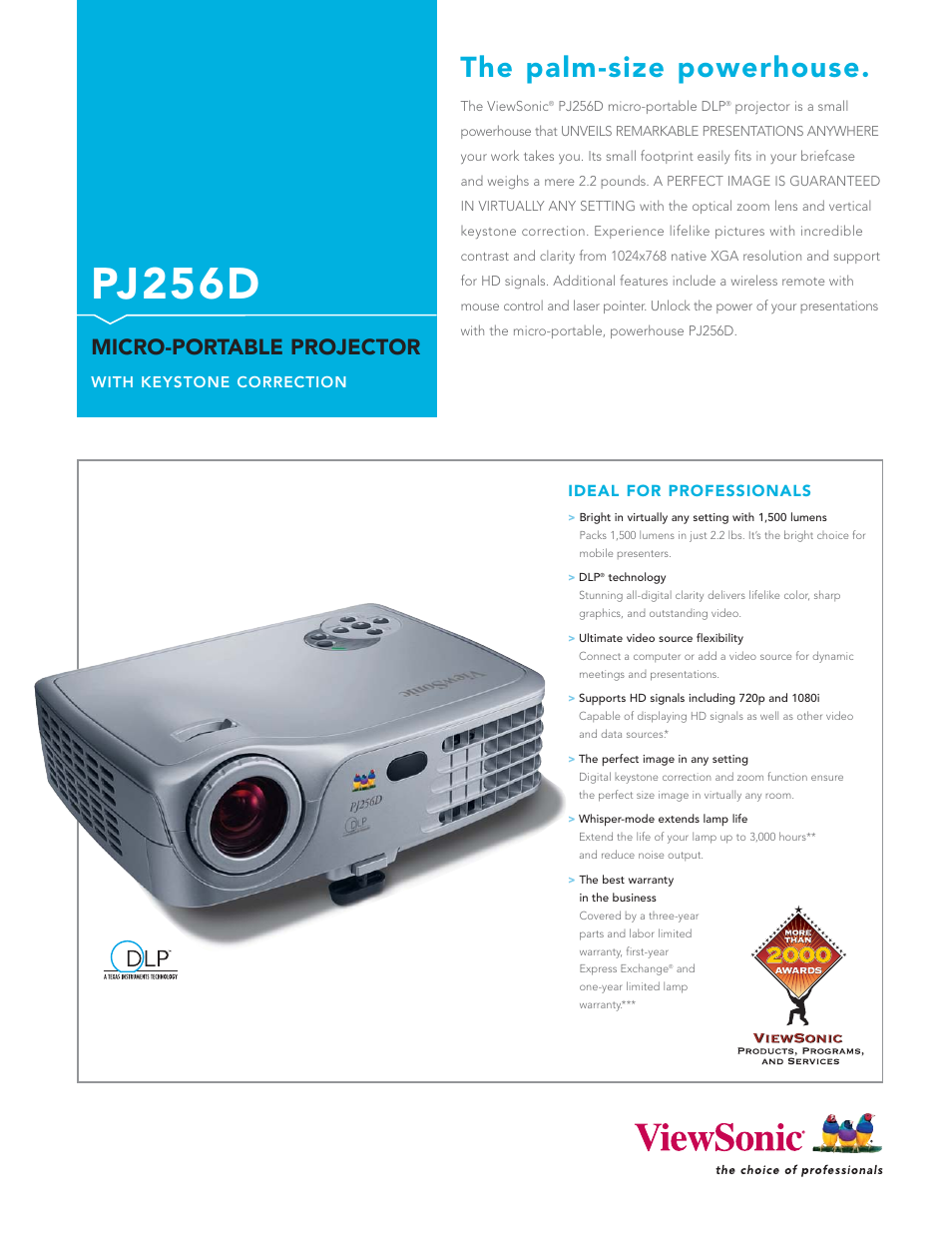 VIEWSONIC PJ256D User Manual | 2 pages