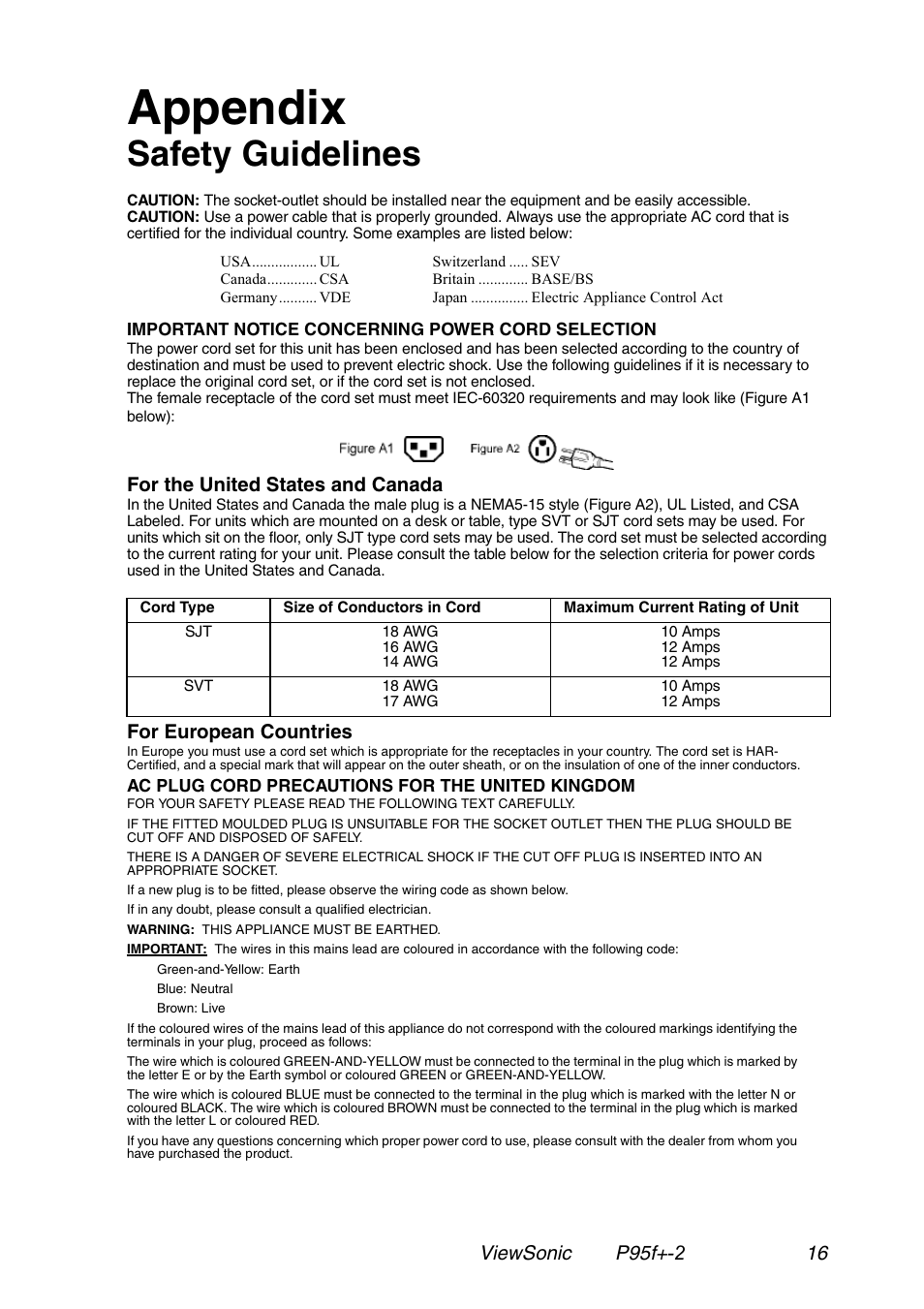 Appendix, Safety guidelines | VIEWSONIC P95f+-2 User Manual | Page 17 / 19