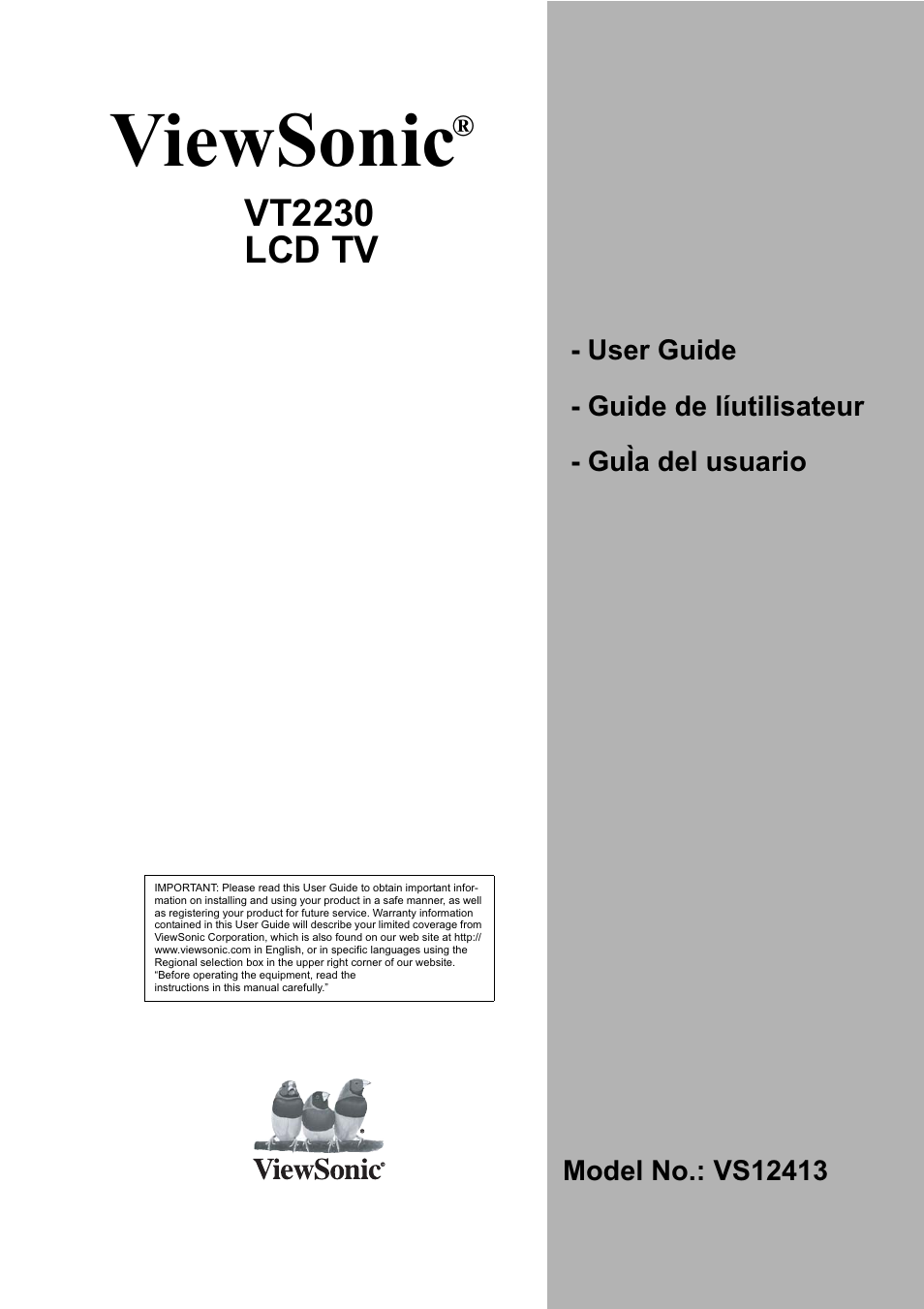 VIEWSONIC LCD TV VS12413 User Manual | 47 pages