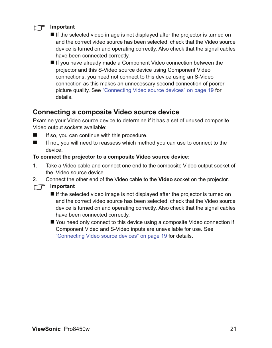 Connecting a composite video source device | VIEWSONIC PRO8450W VS13646 User Manual | Page 25 / 79