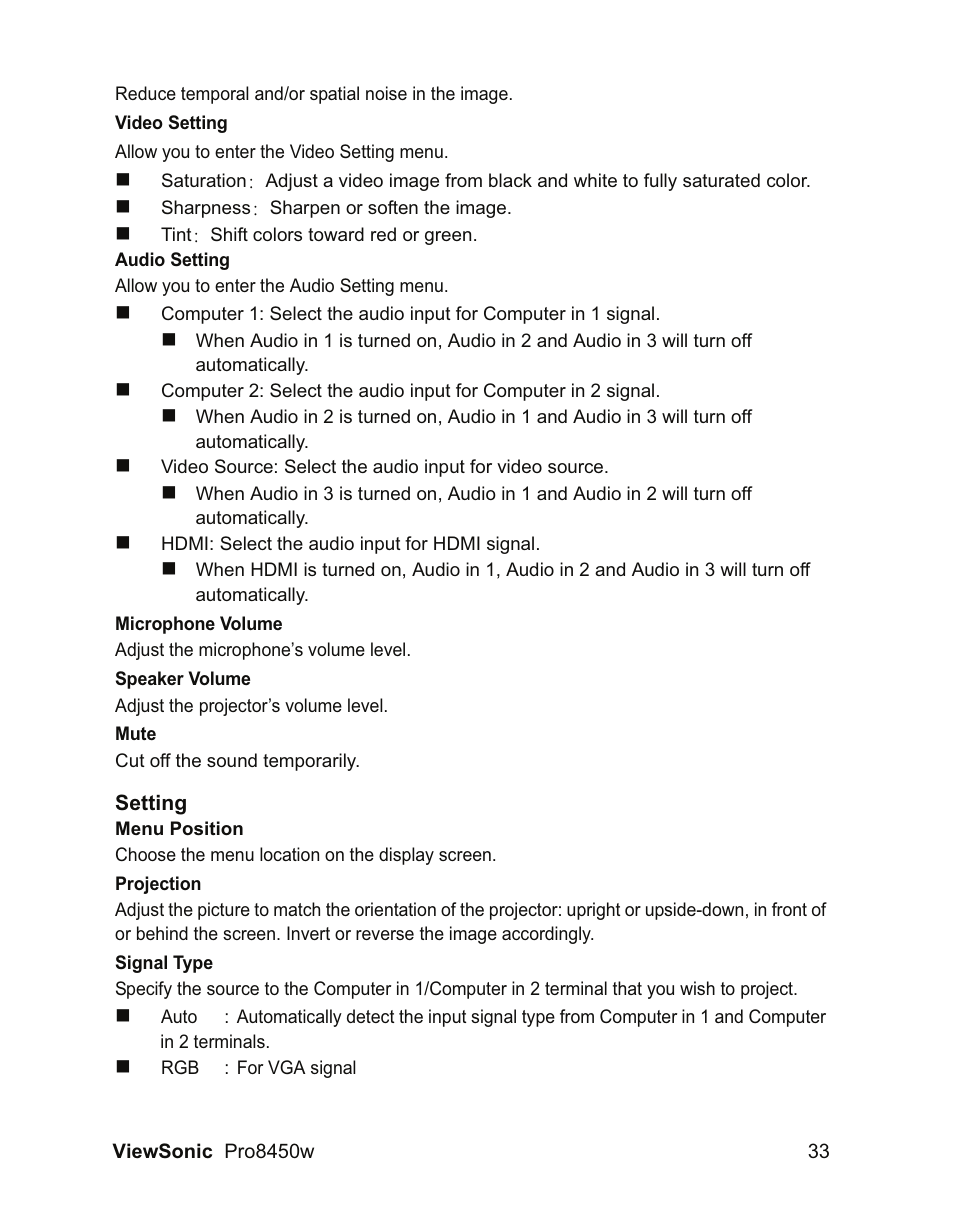 VIEWSONIC PRO8450W VS13646 User Manual | Page 37 / 79