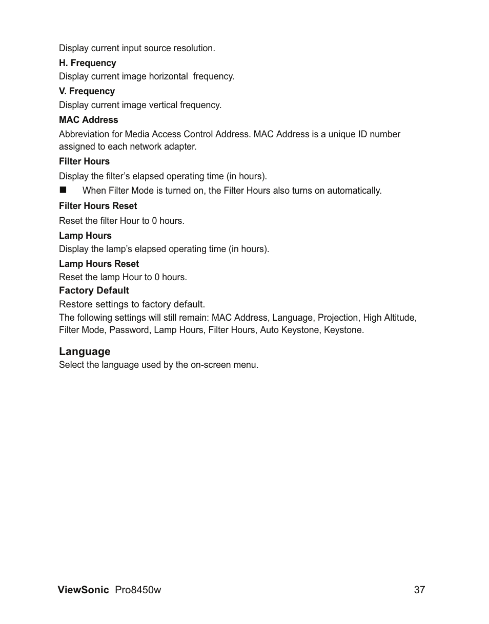 VIEWSONIC PRO8450W VS13646 User Manual | Page 41 / 79