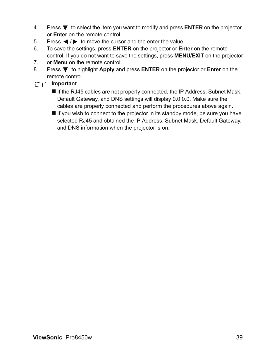 VIEWSONIC PRO8450W VS13646 User Manual | Page 43 / 79