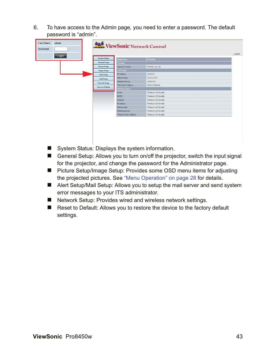 VIEWSONIC PRO8450W VS13646 User Manual | Page 47 / 79