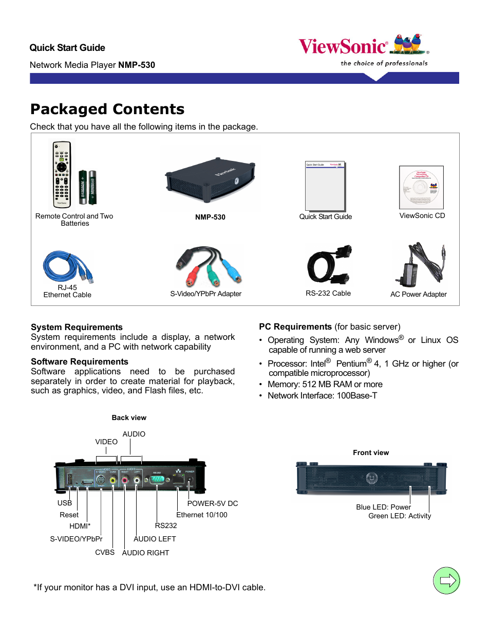 VIEWSONIC NMP-530 User Manual | 7 pages