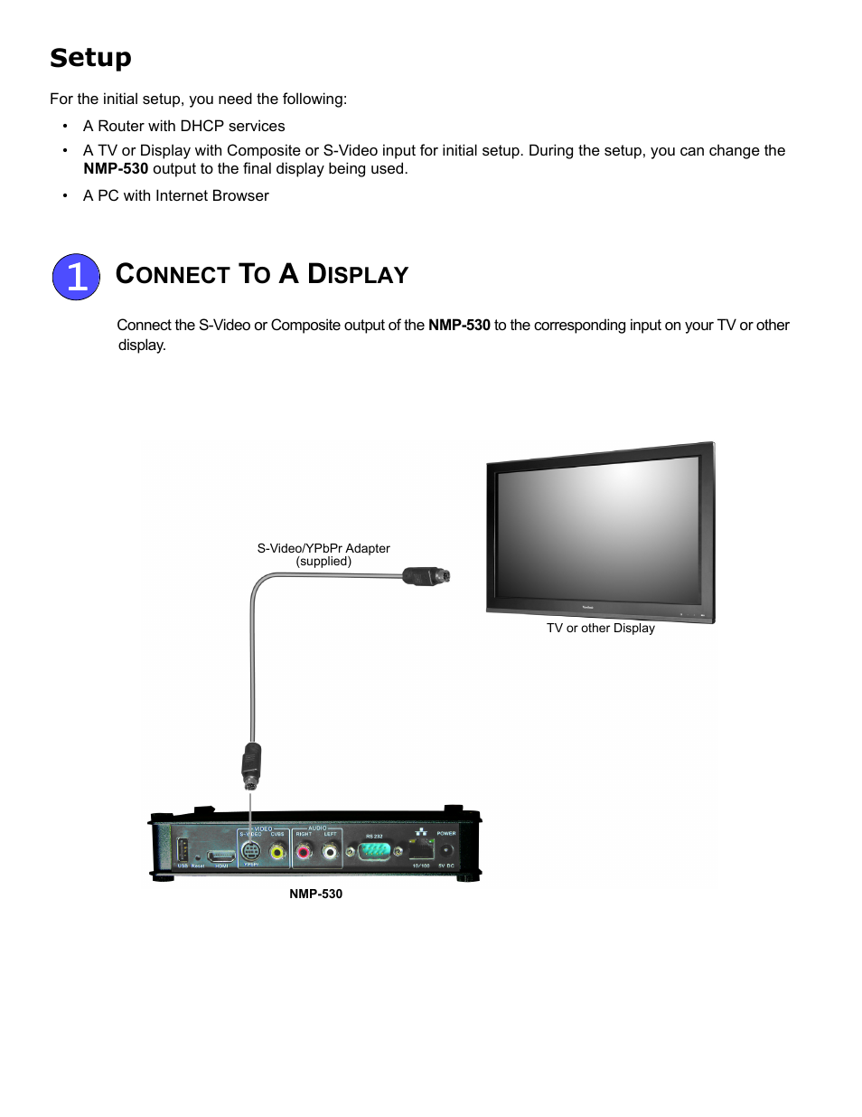 Setup | VIEWSONIC NMP-530 User Manual | Page 2 / 7