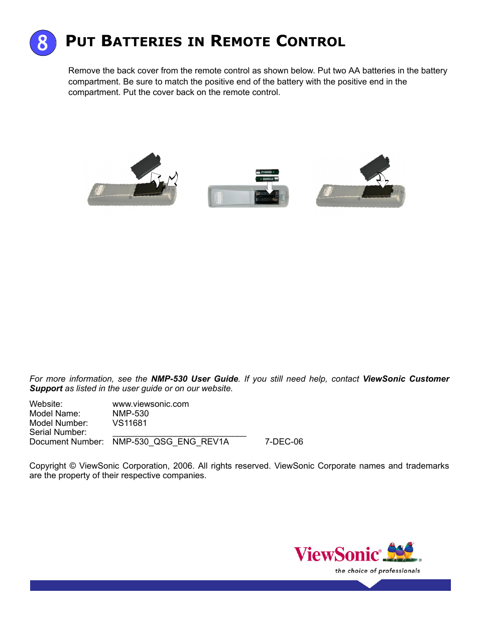 VIEWSONIC NMP-530 User Manual | Page 7 / 7