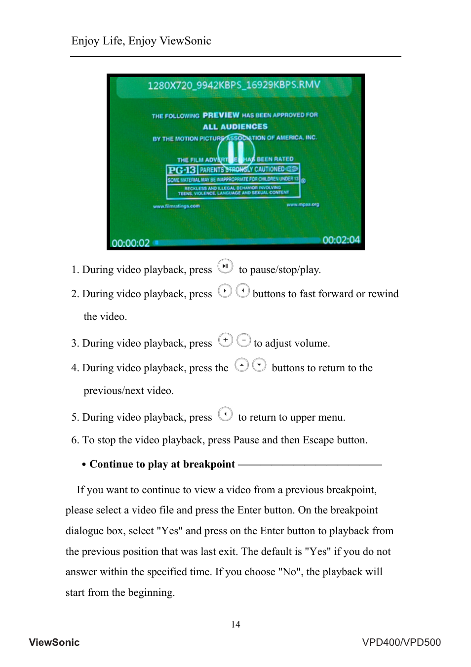 Enjoy life, enjoy viewsonic | VIEWSONIC VS12835 User Manual | Page 18 / 49