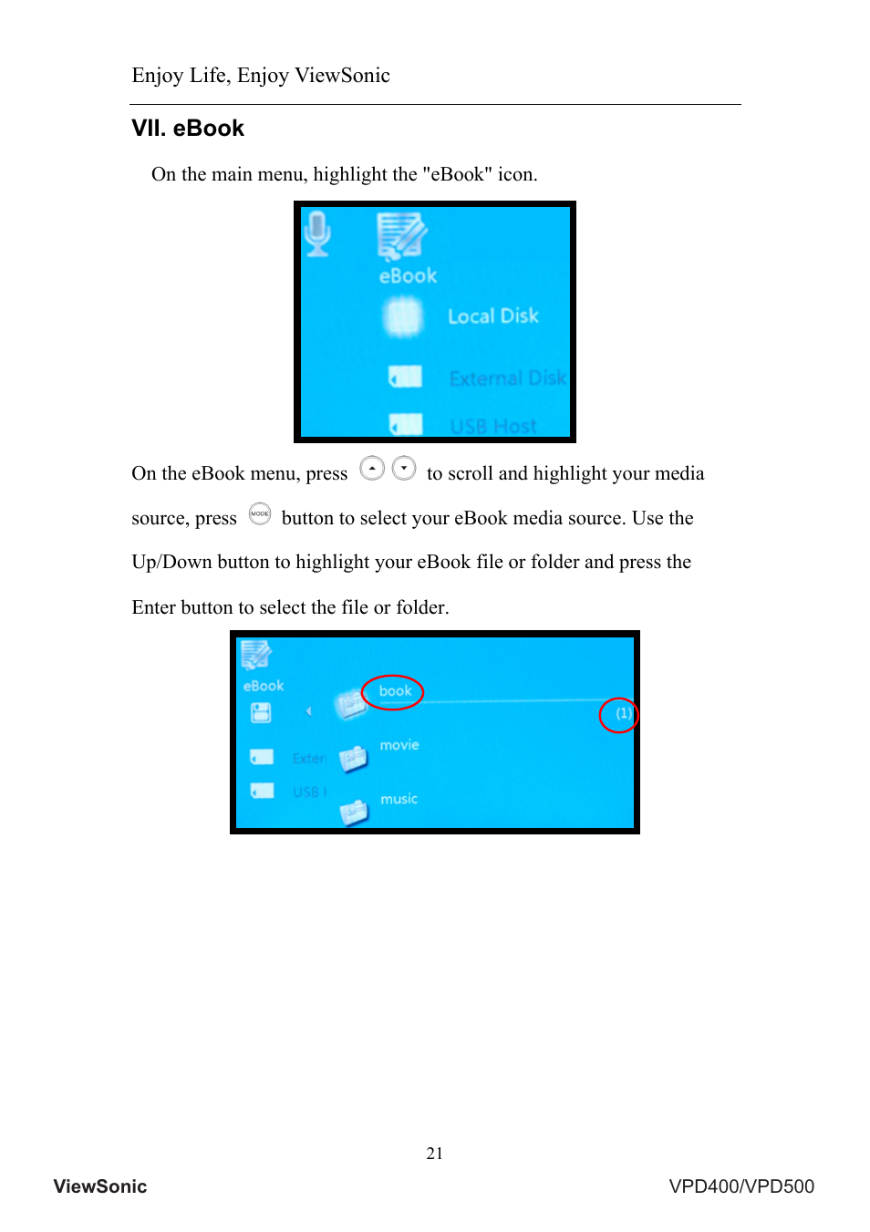 Vii. ebook, Enjoy life, enjoy viewsonic | VIEWSONIC VS12835 User Manual | Page 25 / 49