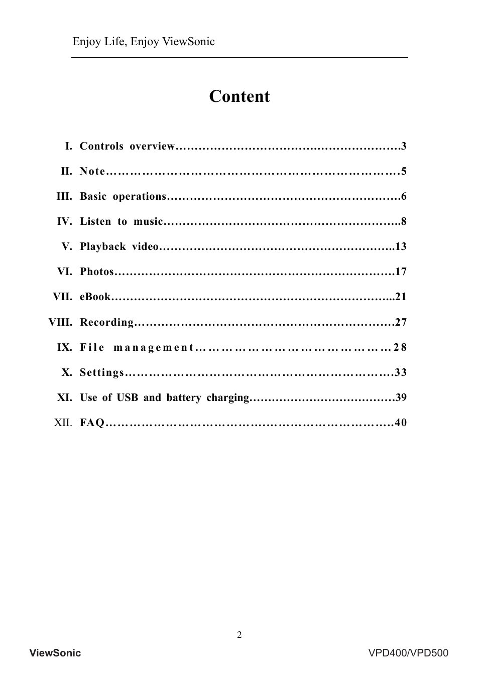 Content | VIEWSONIC VS12835 User Manual | Page 6 / 49