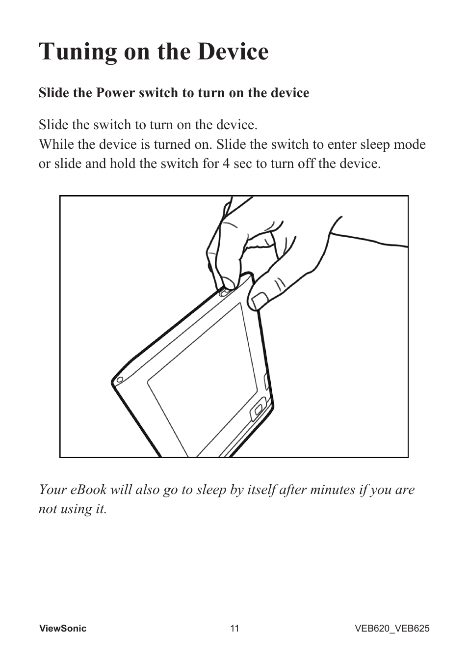 Tuning on the device | VIEWSONIC EBOOK VS13394 User Manual | Page 13 / 49