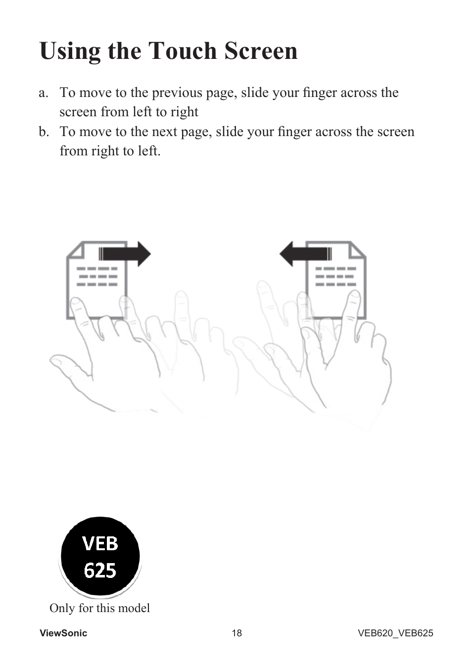 Using the touch screen | VIEWSONIC EBOOK VS13394 User Manual | Page 20 / 49