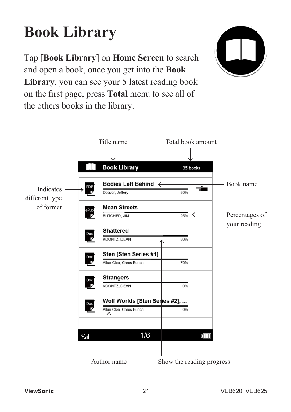 Book library | VIEWSONIC EBOOK VS13394 User Manual | Page 23 / 49