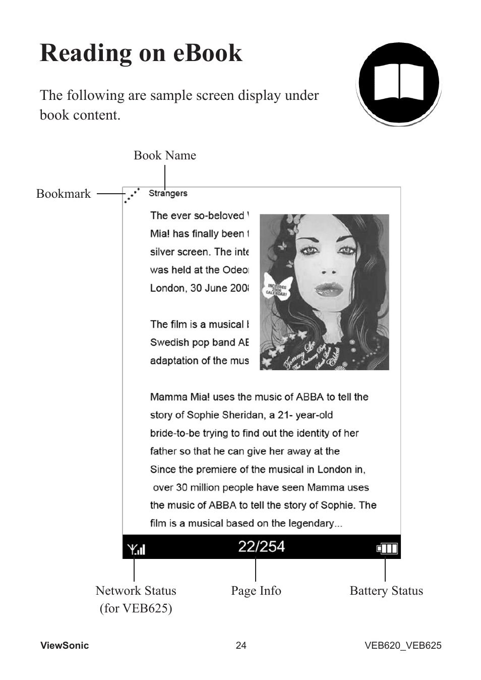 Reading on ebook | VIEWSONIC EBOOK VS13394 User Manual | Page 26 / 49