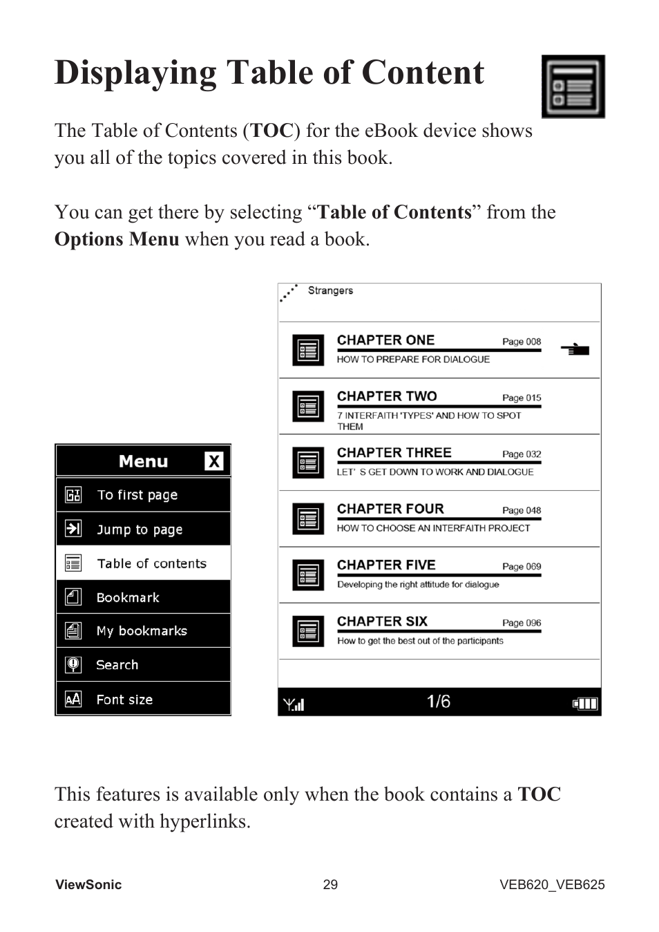 Displaying table of content | VIEWSONIC EBOOK VS13394 User Manual | Page 31 / 49