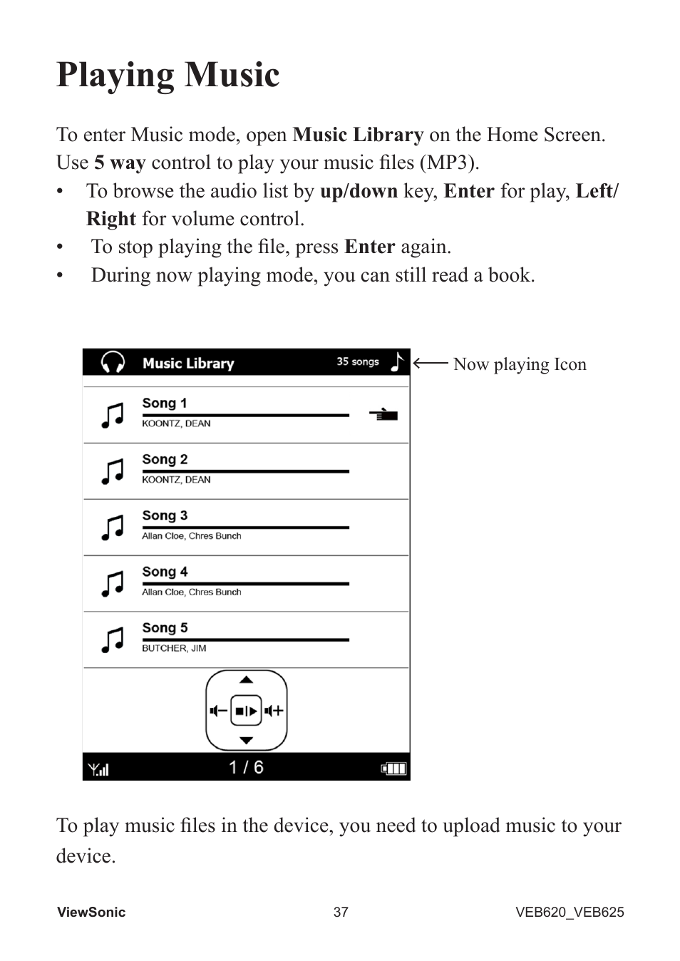 Playing music | VIEWSONIC EBOOK VS13394 User Manual | Page 39 / 49
