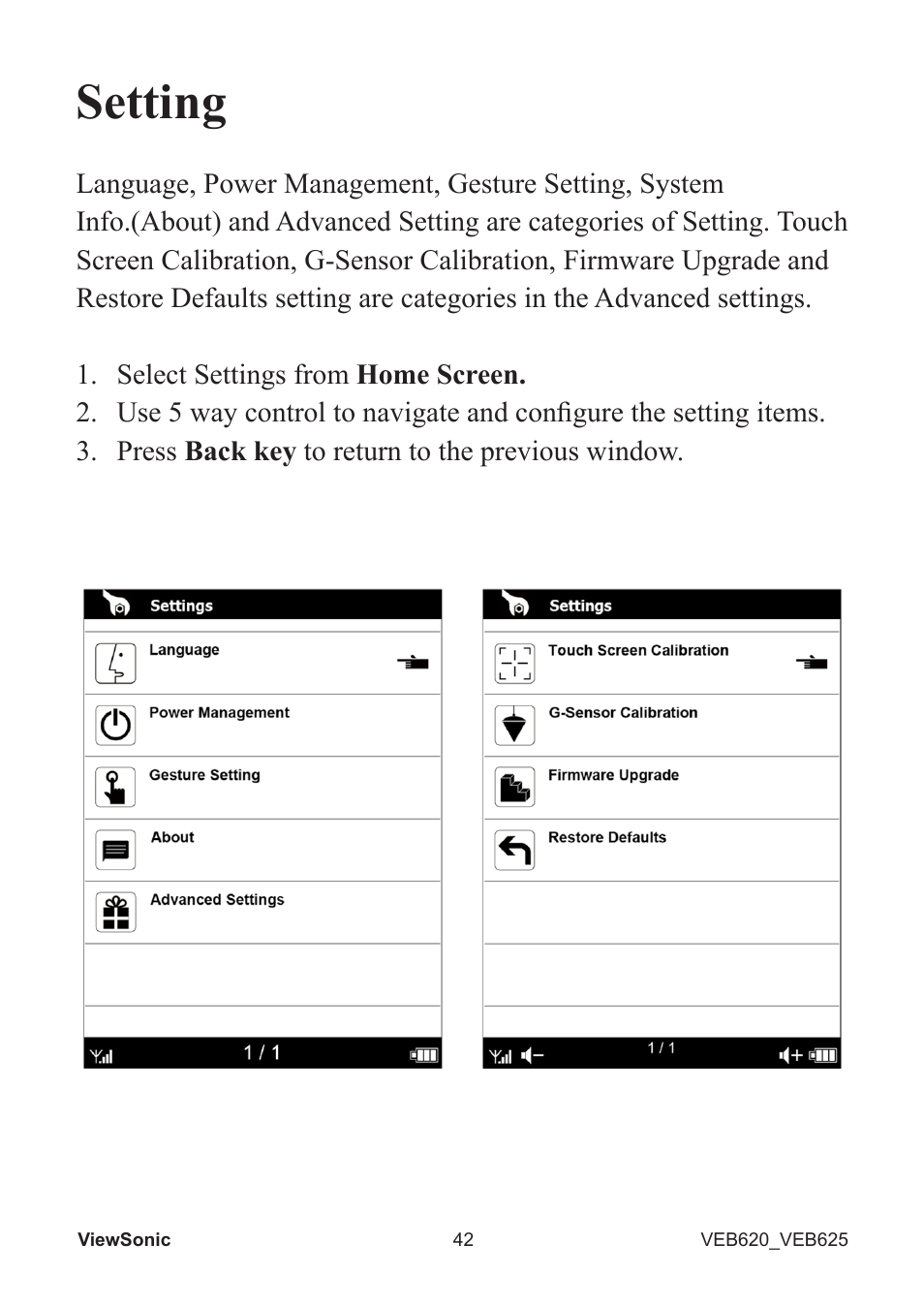Setting | VIEWSONIC EBOOK VS13394 User Manual | Page 44 / 49