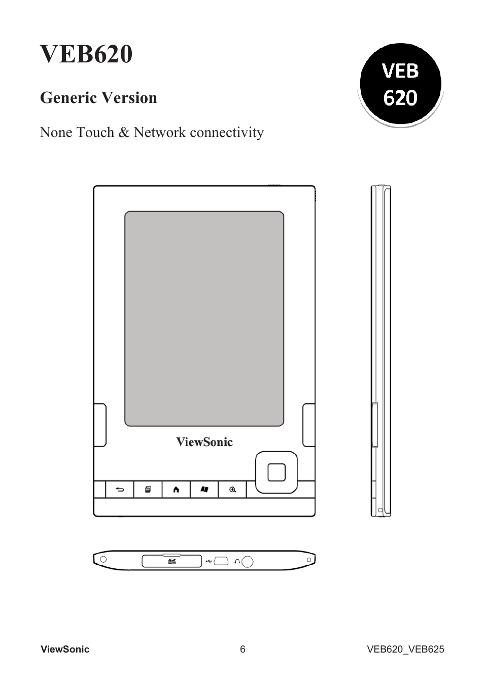 Veb620 | VIEWSONIC EBOOK VS13394 User Manual | Page 8 / 49