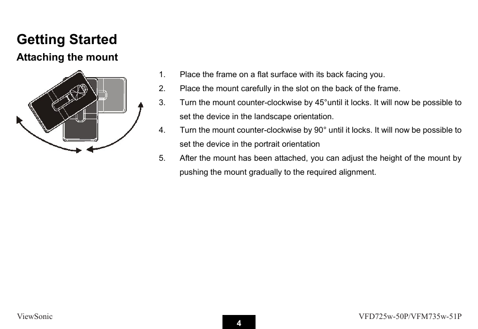 Getting started | VIEWSONIC VFM735W-51P User Manual | Page 11 / 35