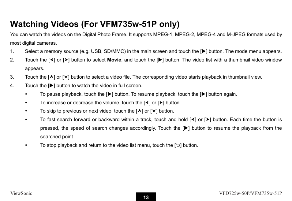 VIEWSONIC VFM735W-51P User Manual | Page 20 / 35