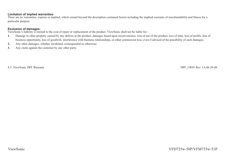 VIEWSONIC VFM735W-51P User Manual | Page 34 / 35