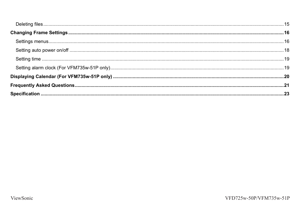 VIEWSONIC VFM735W-51P User Manual | Page 7 / 35