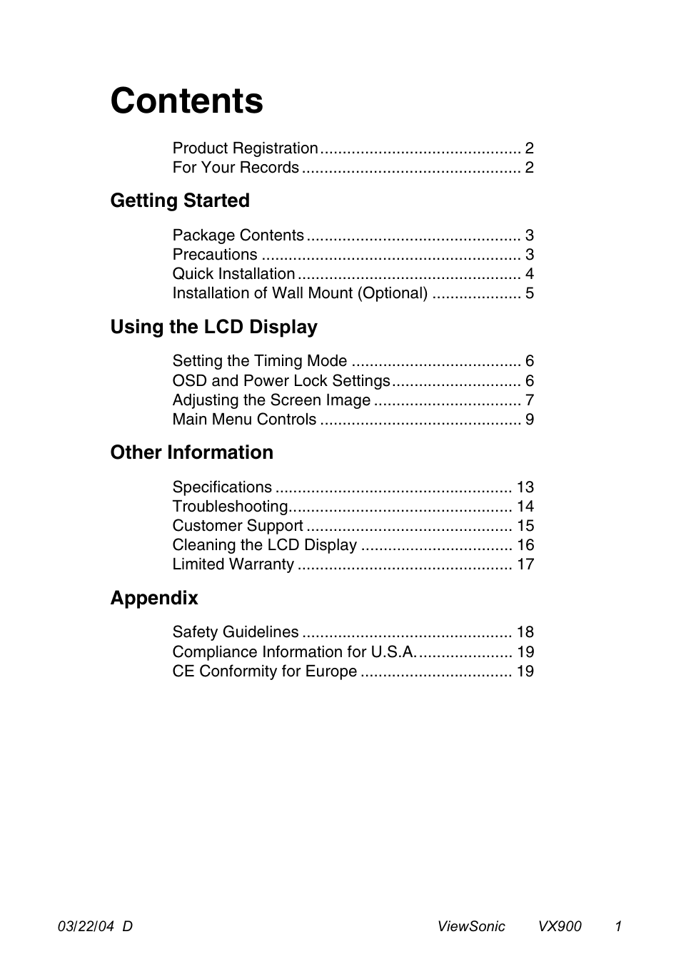 VIEWSONIC VX900 User Manual | Page 2 / 21