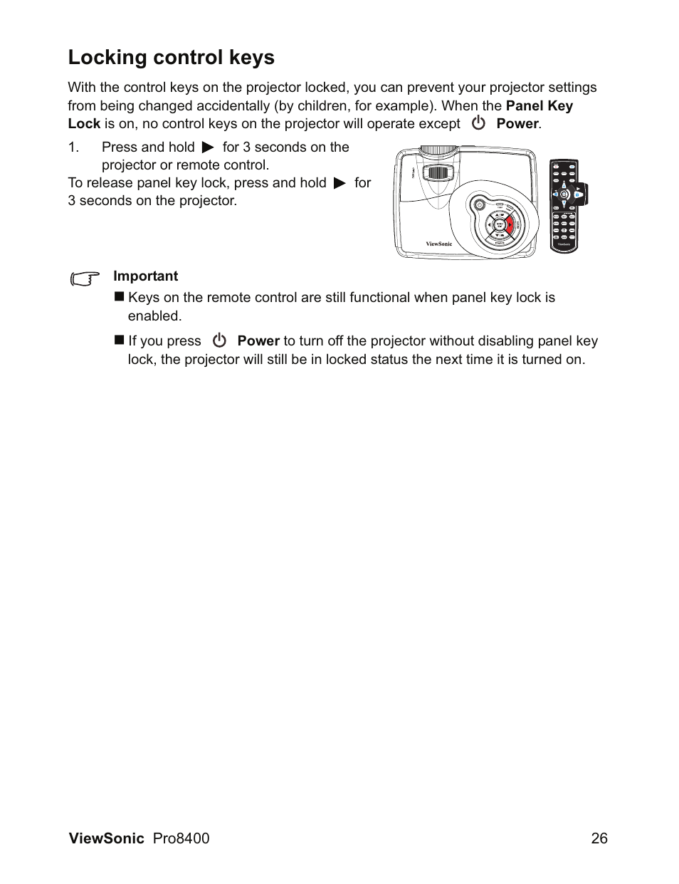 Locking control keys | VIEWSONIC VS13647 User Manual | Page 30 / 78
