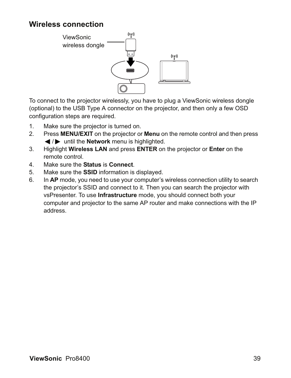 Wireless connection | VIEWSONIC VS13647 User Manual | Page 43 / 78