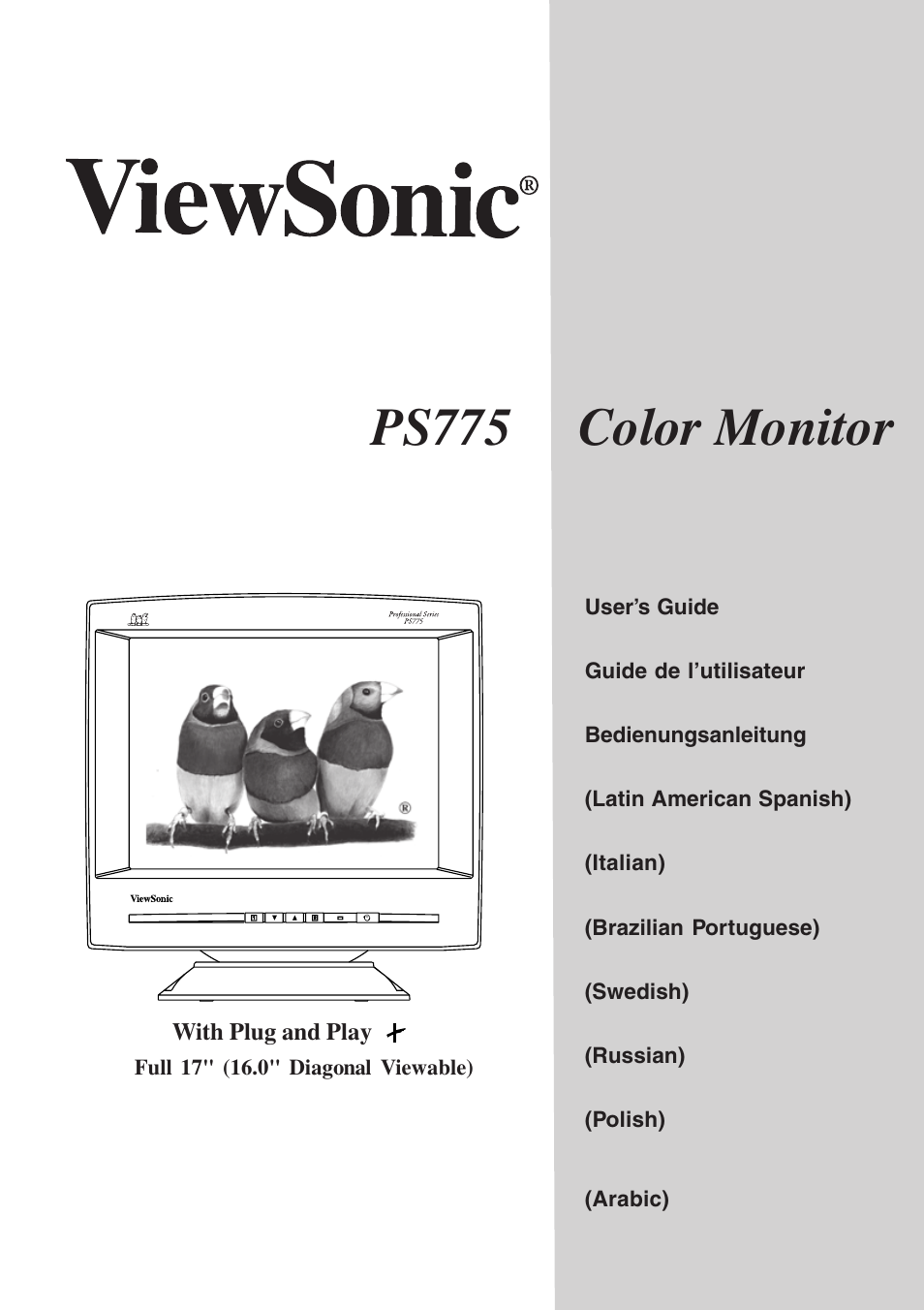 VIEWSONIC PS775 User Manual | 16 pages