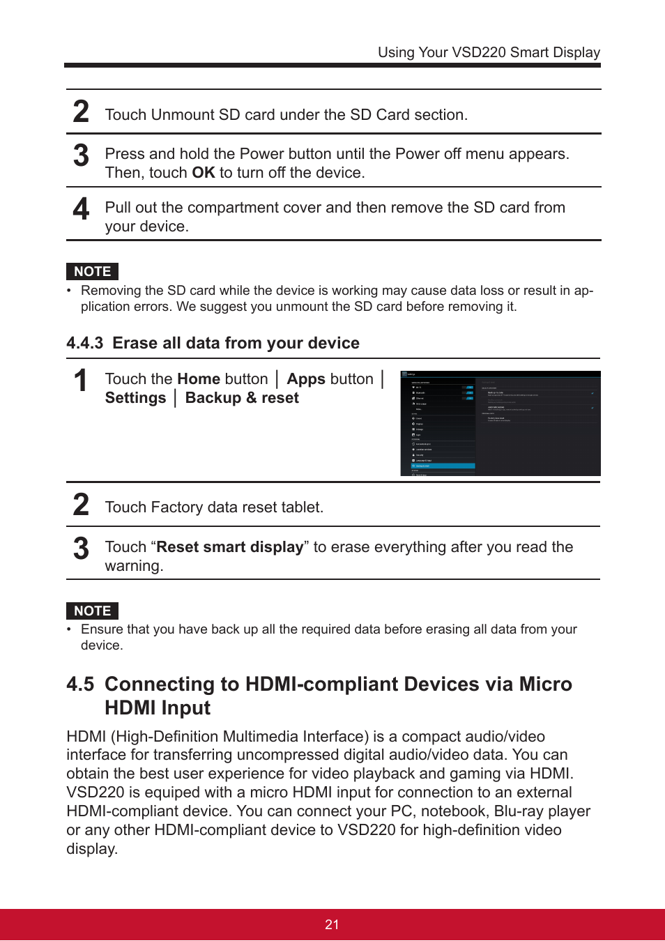 VIEWSONIC Smart Display VSD220 User Manual | Page 31 / 57