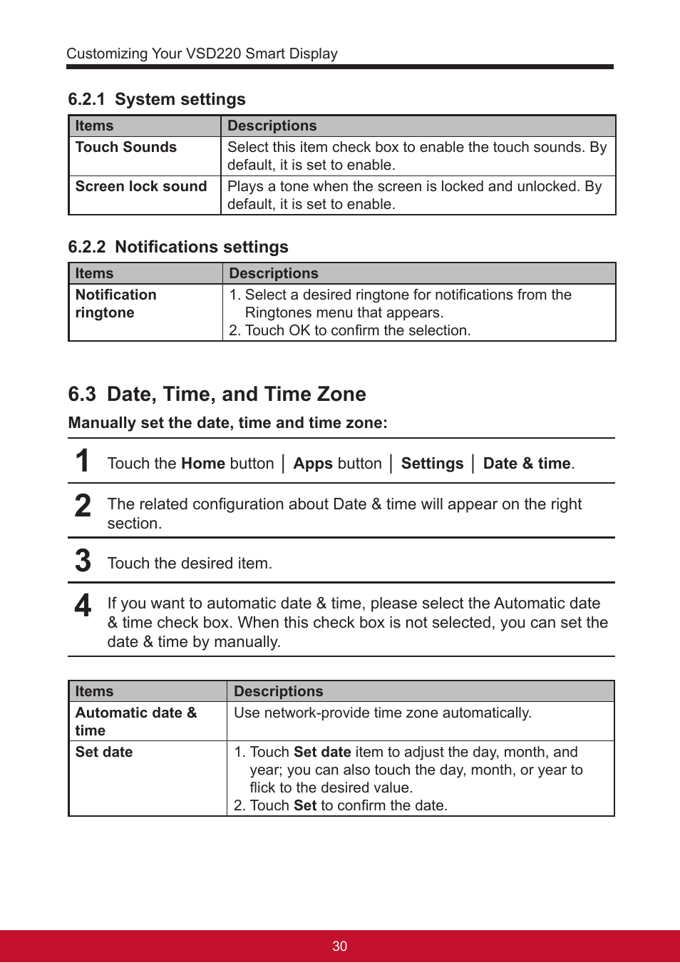 3 date, time, and time zone | VIEWSONIC Smart Display VSD220 User Manual | Page 40 / 57