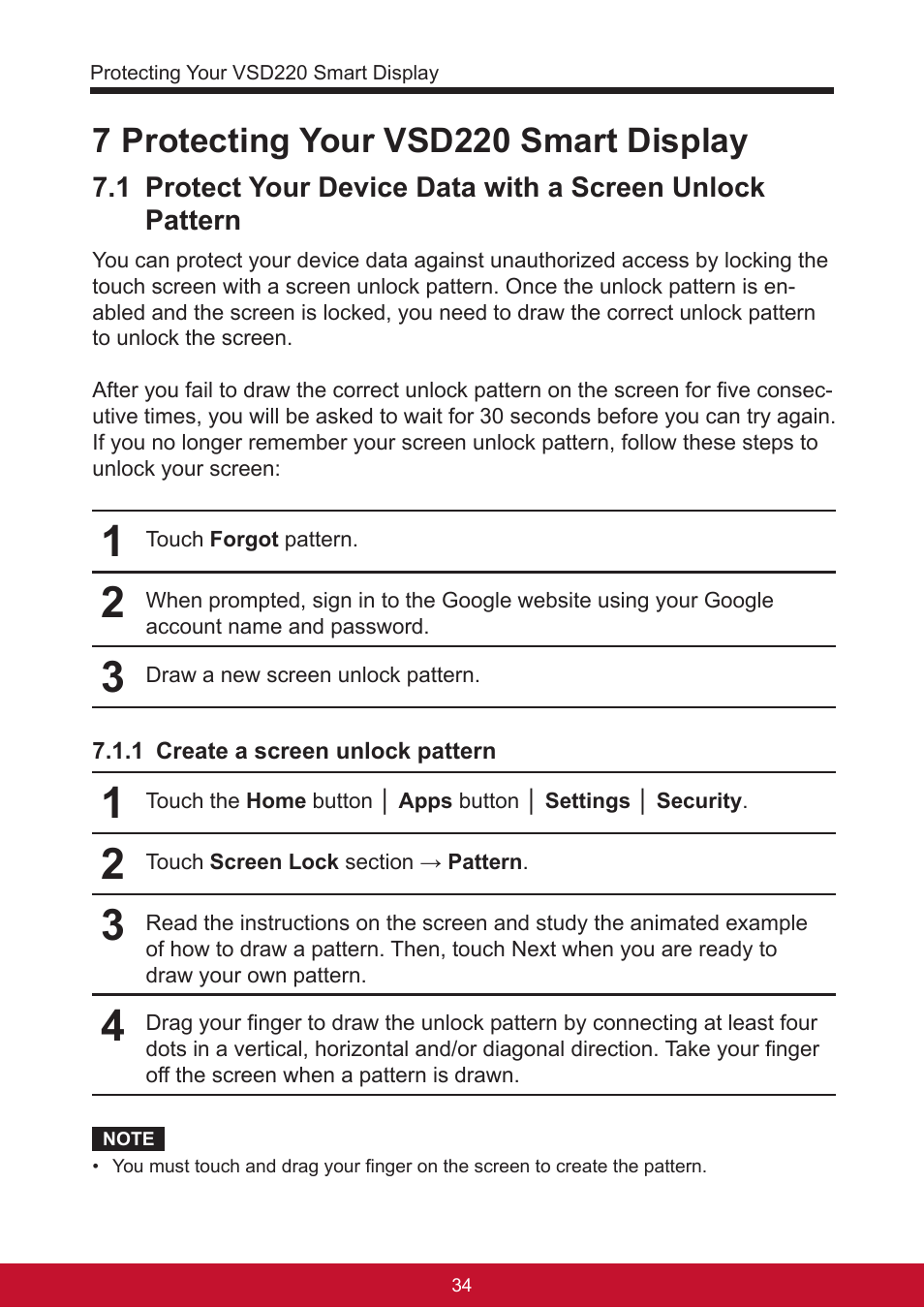 7 protecting your vsd220 smart display | VIEWSONIC Smart Display VSD220 User Manual | Page 44 / 57