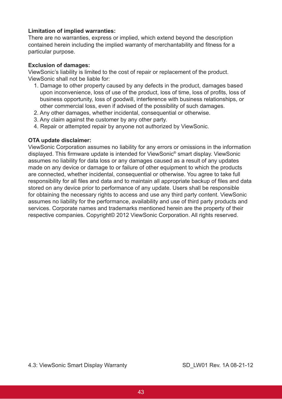 VIEWSONIC Smart Display VSD220 User Manual | Page 53 / 57