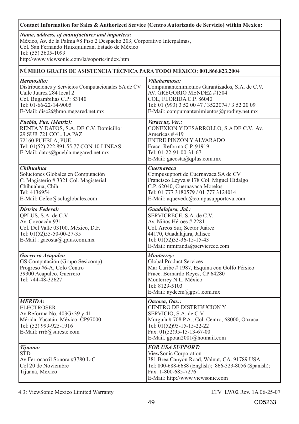 VIEWSONIC CD5233 User Manual | Page 51 / 52