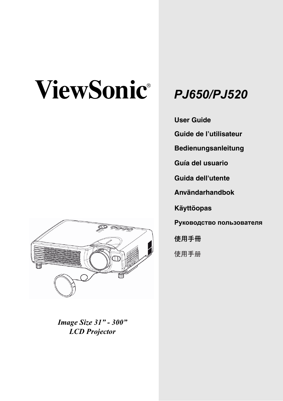 VIEWSONIC PJ650/PJ520 User Manual | 46 pages