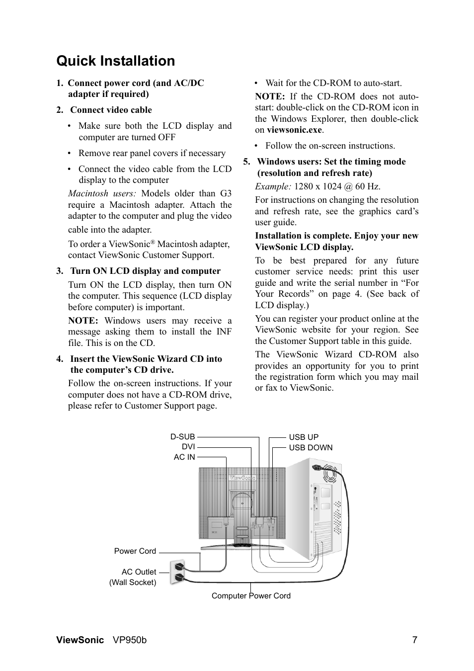 Quick installation | VIEWSONIC VS11964 User Manual | Page 10 / 28