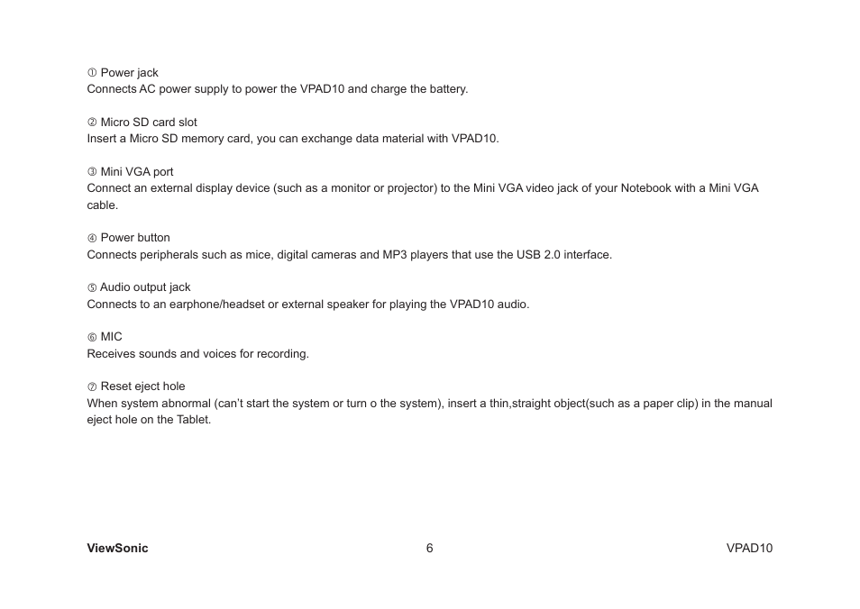 VIEWSONIC VPAD10 VS13790 User Manual | Page 16 / 44