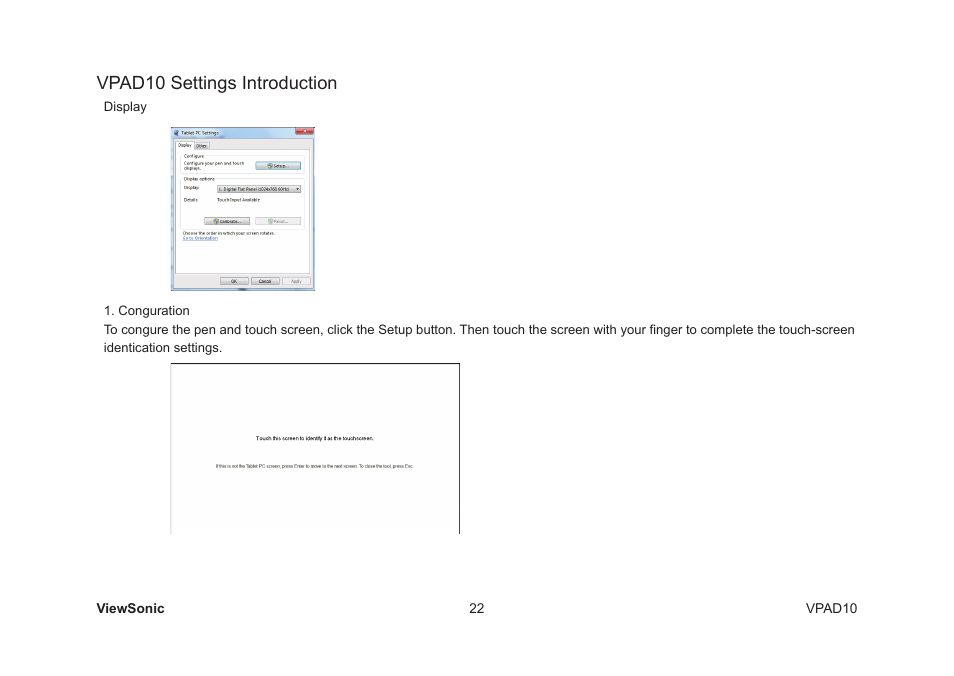 Vpad10 settings introduction | VIEWSONIC VPAD10 VS13790 User Manual | Page 32 / 44