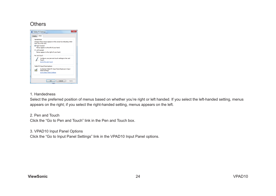 Others | VIEWSONIC VPAD10 VS13790 User Manual | Page 34 / 44