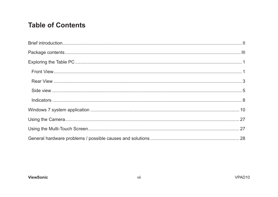 VIEWSONIC VPAD10 VS13790 User Manual | Page 8 / 44