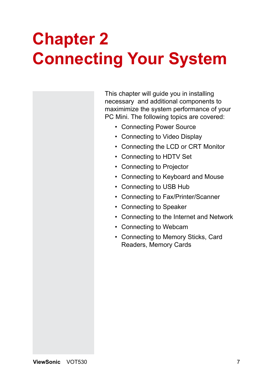 Chapter 2 connecting your system | VIEWSONIC VS12661 User Manual | Page 13 / 49