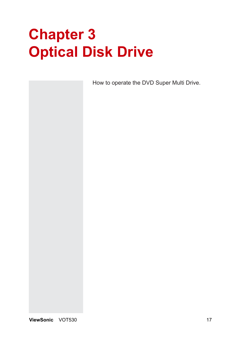 Chapter 3 optical disk drive | VIEWSONIC VS12661 User Manual | Page 23 / 49