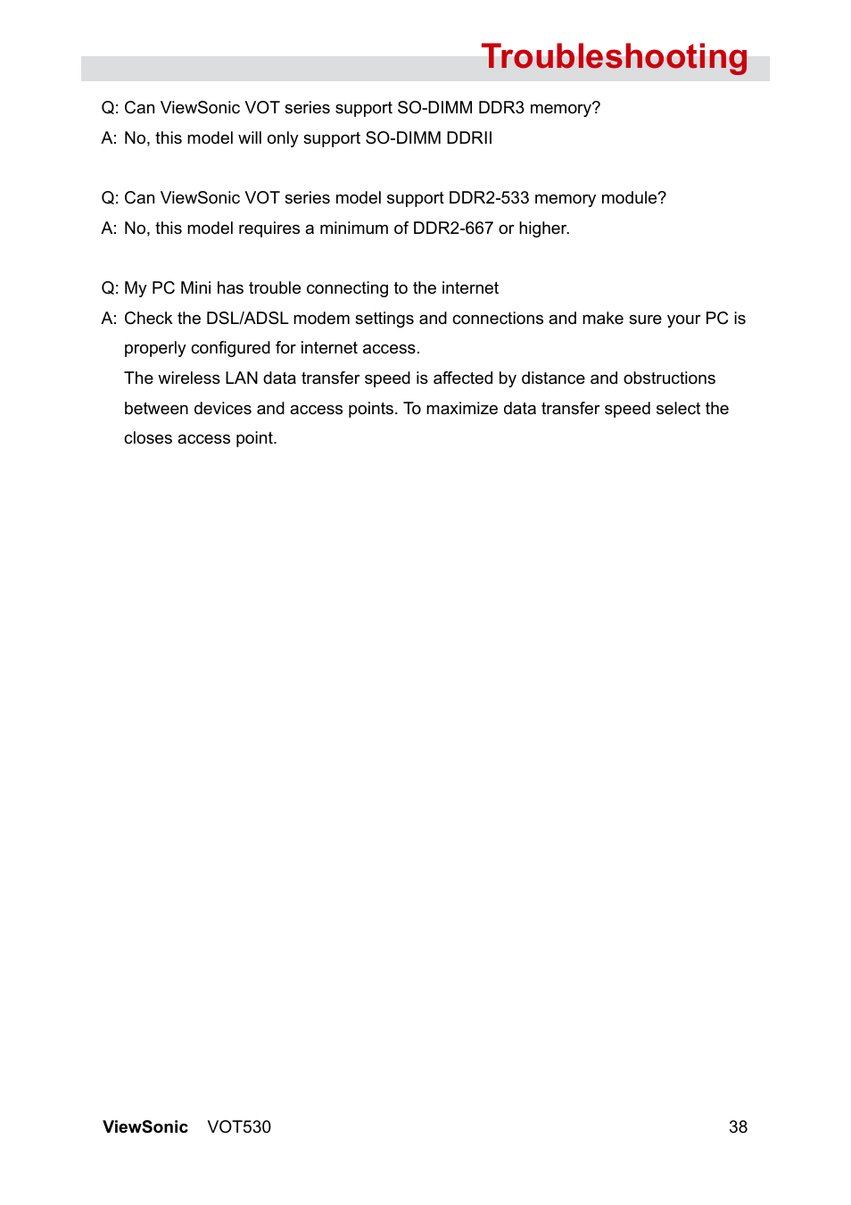 Troubleshooting | VIEWSONIC VS12661 User Manual | Page 44 / 49